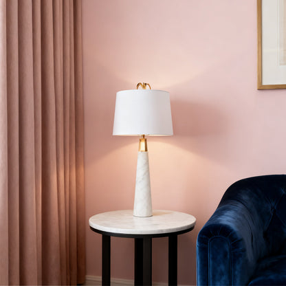 Modern Marble Table Lamp Natural Cloud Stone Shade White Metal Base E26 Nordic Luxury Bedside 31.50 Inch