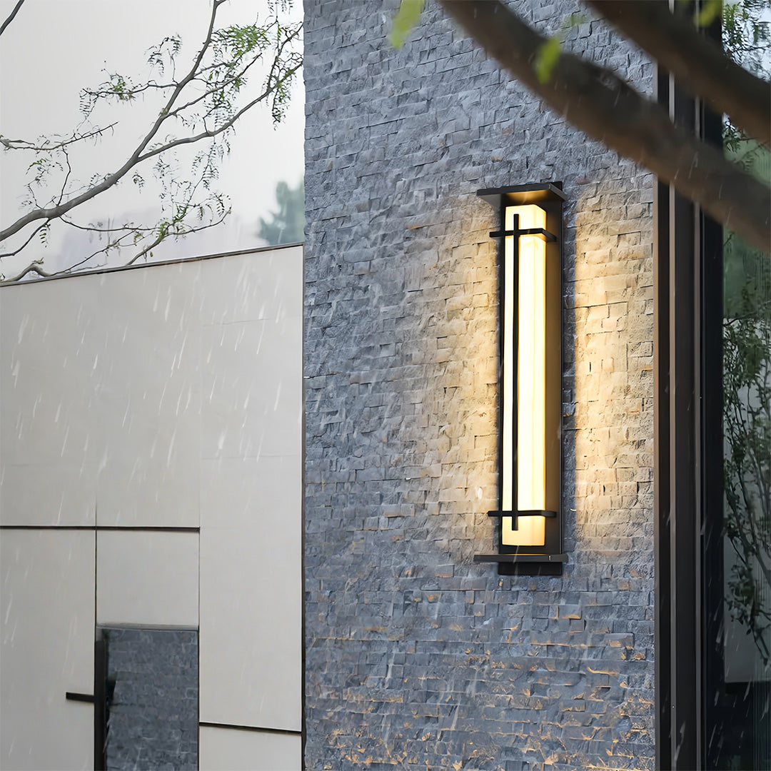 Modern LED Wall Sconce Stainless Steel Artificial Marble Shade IP65 2CCT 3 Sizes Black Indoor Outdoor