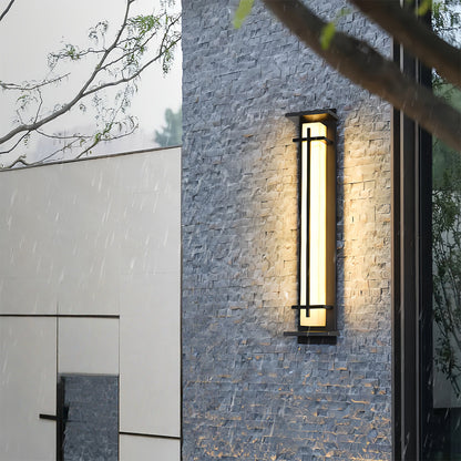 Modern LED Wall Sconce Stainless Steel Artificial Marble Shade IP65 2CCT 3 Sizes Black Indoor Outdoor