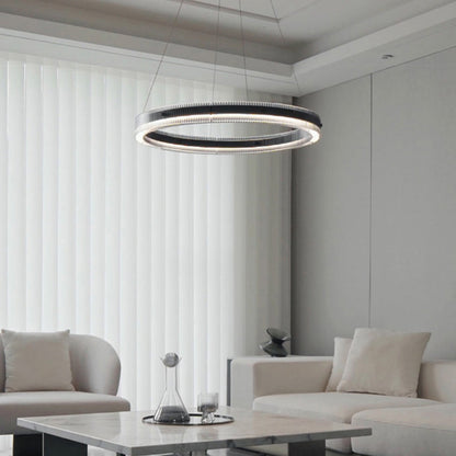 Modern Black Ring Chandelier Italian Minimalist LED Pendant Light Dining Room Living Room Bedroom