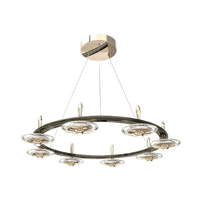 Crystal Chandelier Terracotta Gold Pearl Black Crystal Round Drops Integrated LED 3-Step Dimming Modern Minimalist