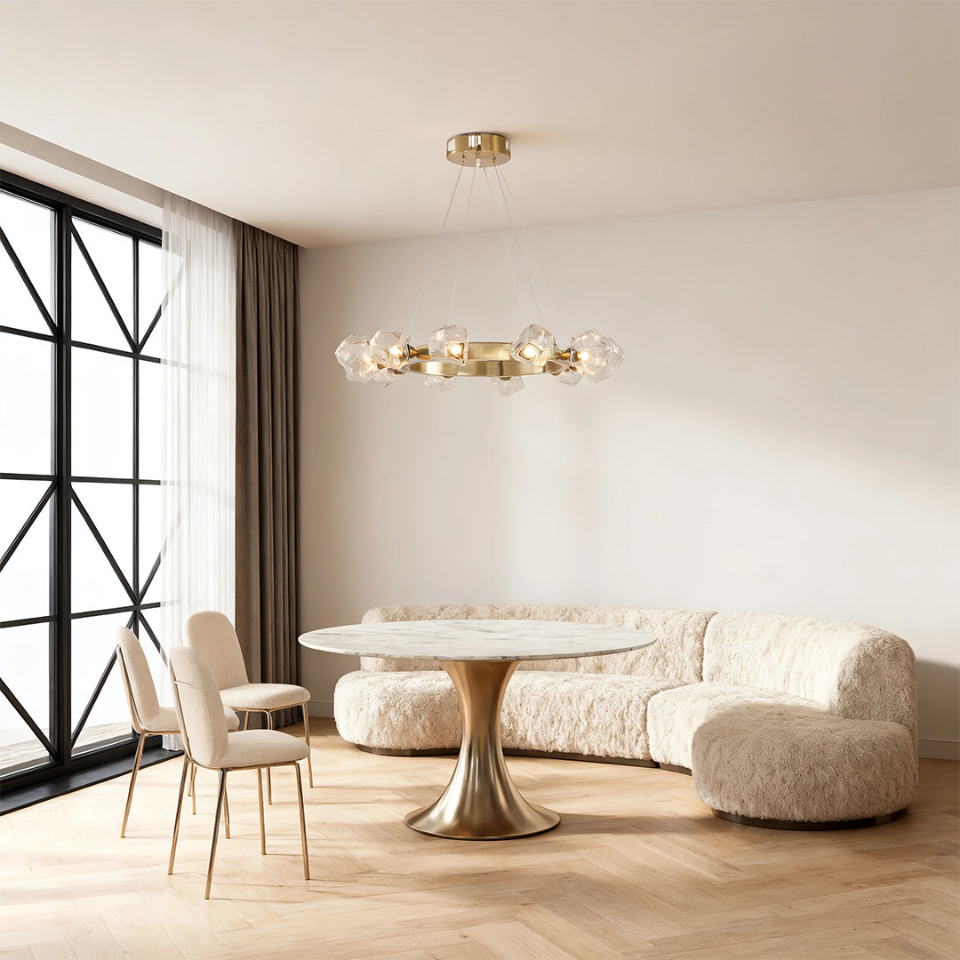 Modern Gold Round Chandelier Brass Ring Ceiling Light Dining Room Living Room