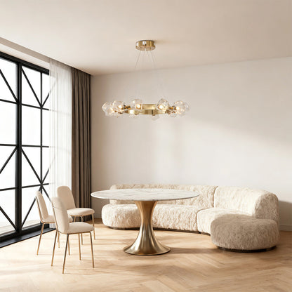 Modern Gold Round Chandelier Brass Ring Ceiling Light Dining Room Living Room