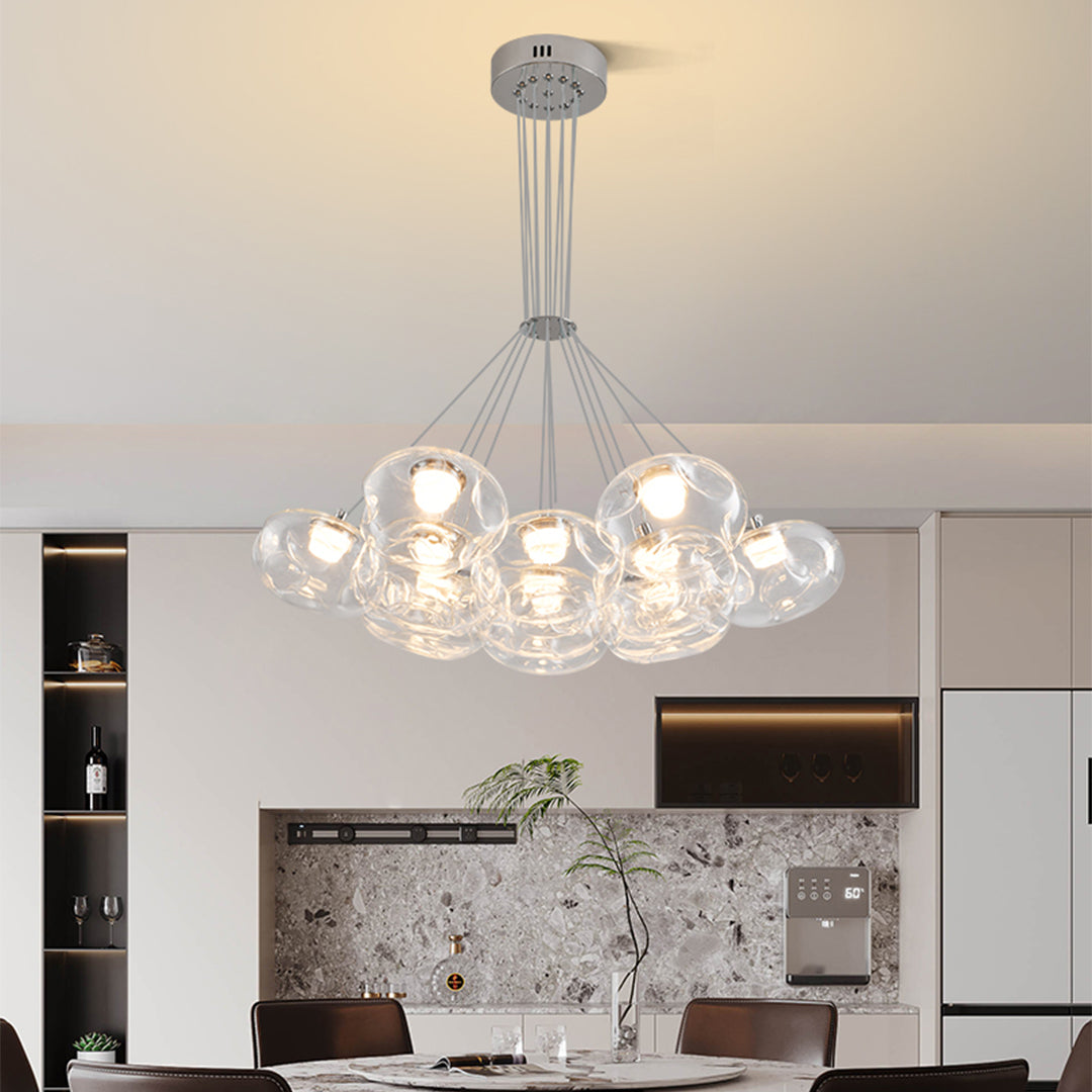 Glass Globe Multi-Head Chandelier with Full-Spectrum Integrated LED