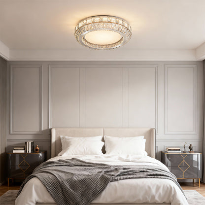 Crystal Halo Ring Flush Mount Chrome Round Two Sizes
