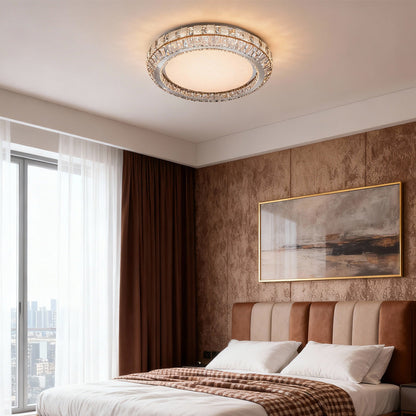 Crystal Halo Ring Flush Mount Chrome Round Two Sizes