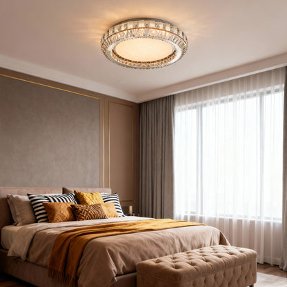 Crystal Halo Ring Flush Mount Chrome Round Two Sizes