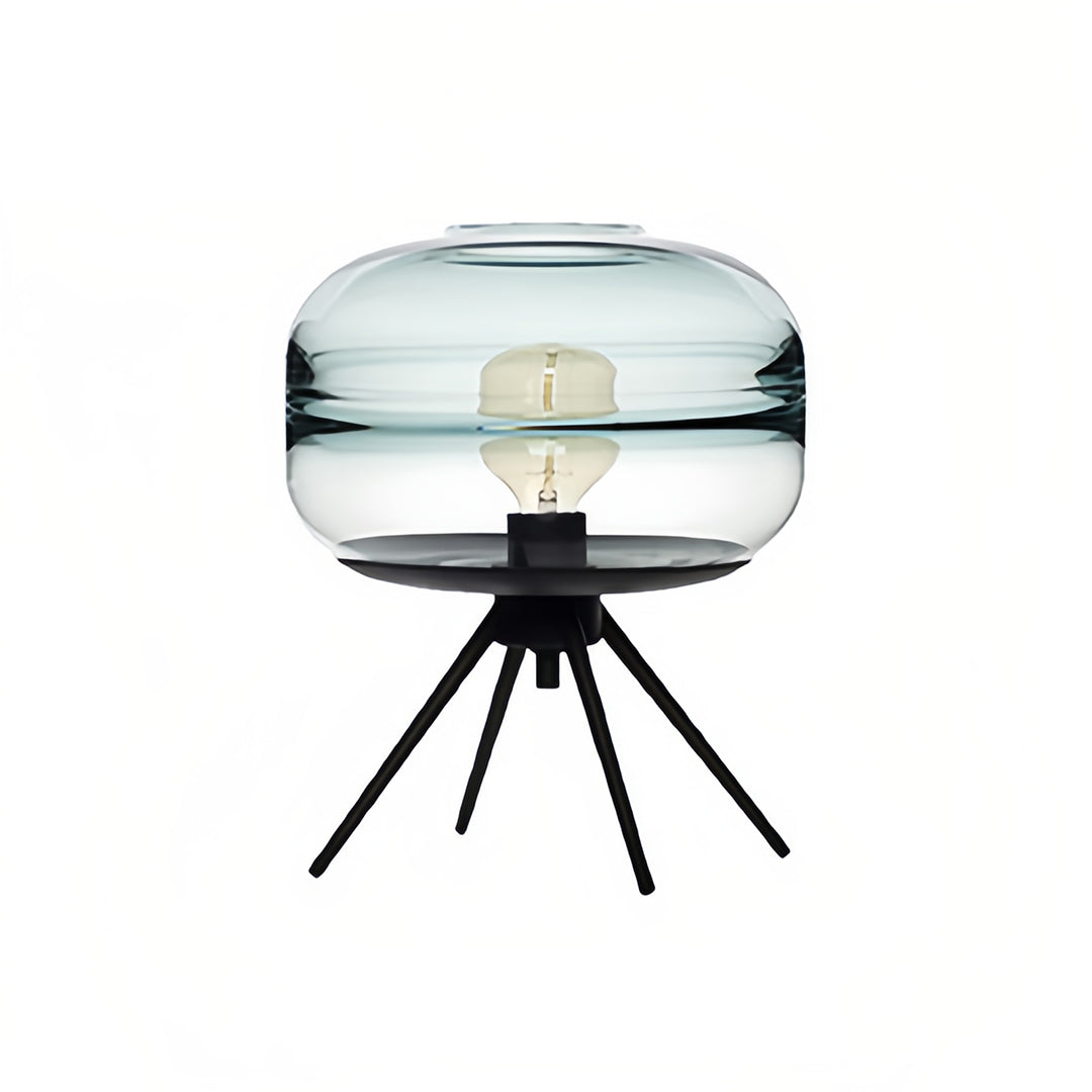 Modern Table Lamp Tinted Glass Dome Shade Iron Four-Leg Base Nordic Accent Sea Blue Smoky Gray Amber 13.78 Inch