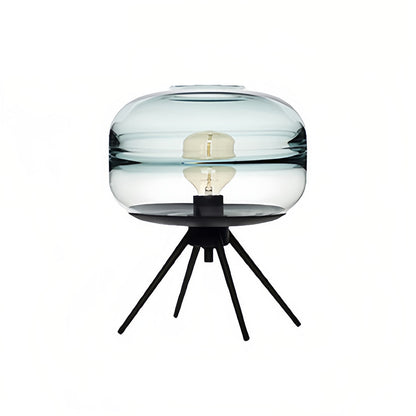 Modern Table Lamp Tinted Glass Dome Shade Iron Four-Leg Base Nordic Accent Sea Blue Smoky Gray Amber 13.78 Inch