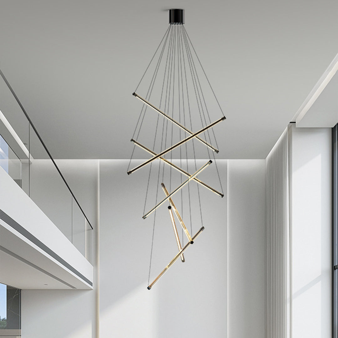 LED Linear Chandelier – Nordic Minimalist Integrated Lighting (3/5/7 Heads)