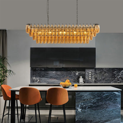 Grand-Scale Iron Frame Chandelier with Cascading Glass Drops