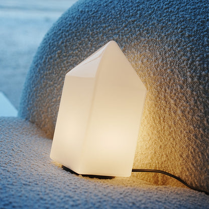 Architectural House Shape Table Lamp White Metal Glass LED Warm Night Light 3W Two Sizes