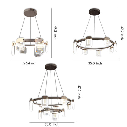 Italian Crystal Chandelier Gold Aluminum Clear Crystal Integrated LED 3-Step Dimming Minimalist