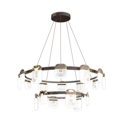 Italian Crystal Chandelier Gold Aluminum Clear Crystal Integrated LED 3-Step Dimming Minimalist
