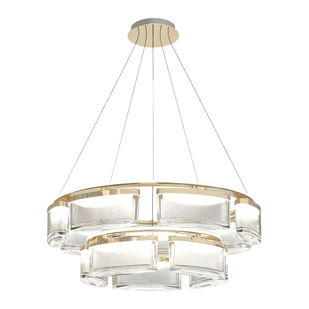 Crystal Chandelier Gold Aluminum Precision-Cut Crystal Matrix Integrated LED 3-Step Dimming Modern Luxury