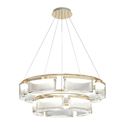 Crystal Chandelier Gold Aluminum Precision-Cut Crystal Matrix Integrated LED 3-Step Dimming Modern Luxury