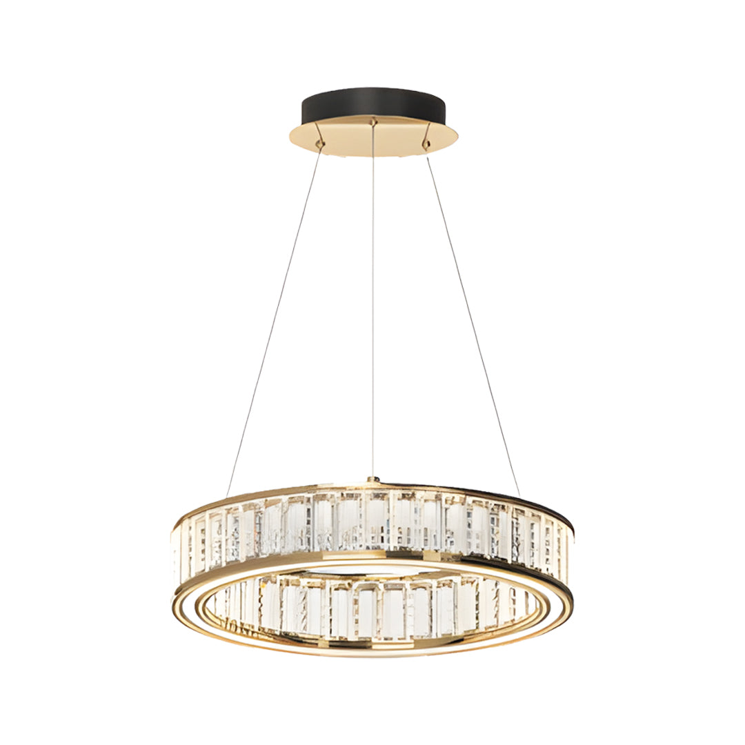 Tiered Crystal Ring Chandelier Gold Aluminium LED 3-Step CCT Bedroom Living Room Hotel