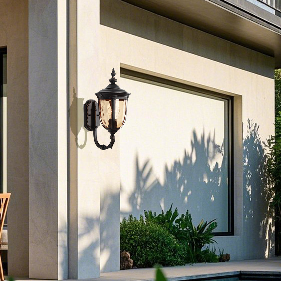 Copper-Tone Retro Outdoor Wall Lantern E27 IP54 American Style Die-Cast