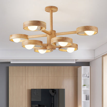 Rubberwood Branch Chandelier Scandinavian E27 3 5 6 8 Light