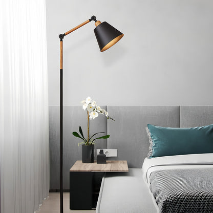 Floor Reading Lamp LED Dimmable Remote 180 Degree Adjustable Arm E27 Iron Baked Paint Eye Care Black White 63 Inch
