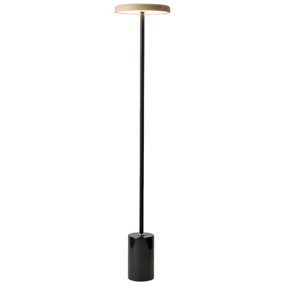 Modern Floor Lamp LED Circular Acrylic Uplight Marble Base Iron Pole 3 Color Temperature Dimmable Remote Walnut Wood 51 Inch
