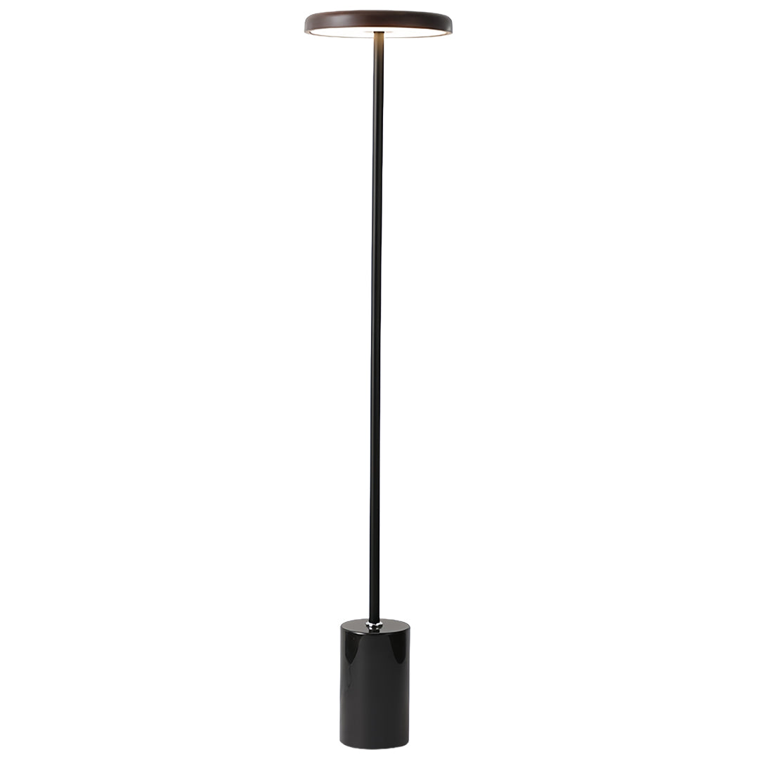 Modern Floor Lamp LED Circular Acrylic Uplight Marble Base Iron Pole 3 Color Temperature Dimmable Remote Walnut Wood 51 Inch