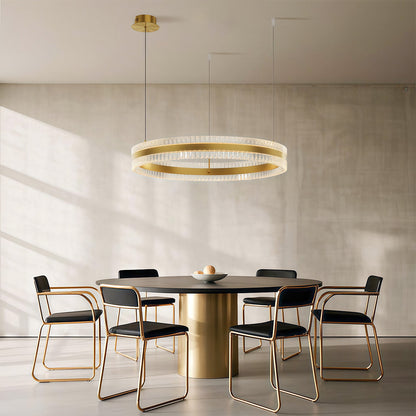 Geometric Ring Chandelier with Integrated LED and Aluminum Frame in Three Finish Options
