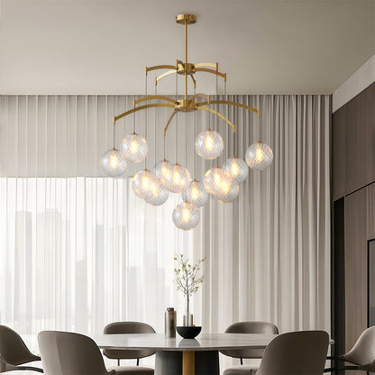Glass Sphere Chandelier Copper Frame Multi-Arm G9 7 9 13 Heads Copper Nickel Black