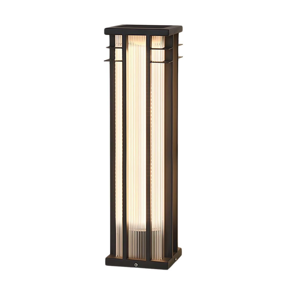 Modern Stainless Steel LED Bollard Light Waterproof Outdoor Pathway Landscape Lighting Black Steel PMMA IP65