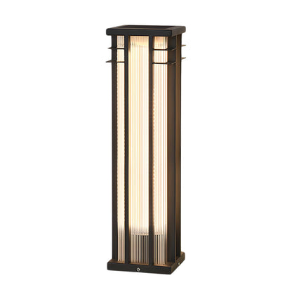 Modern Stainless Steel LED Bollard Light Waterproof Outdoor Pathway Landscape Lighting Black Steel PMMA IP65