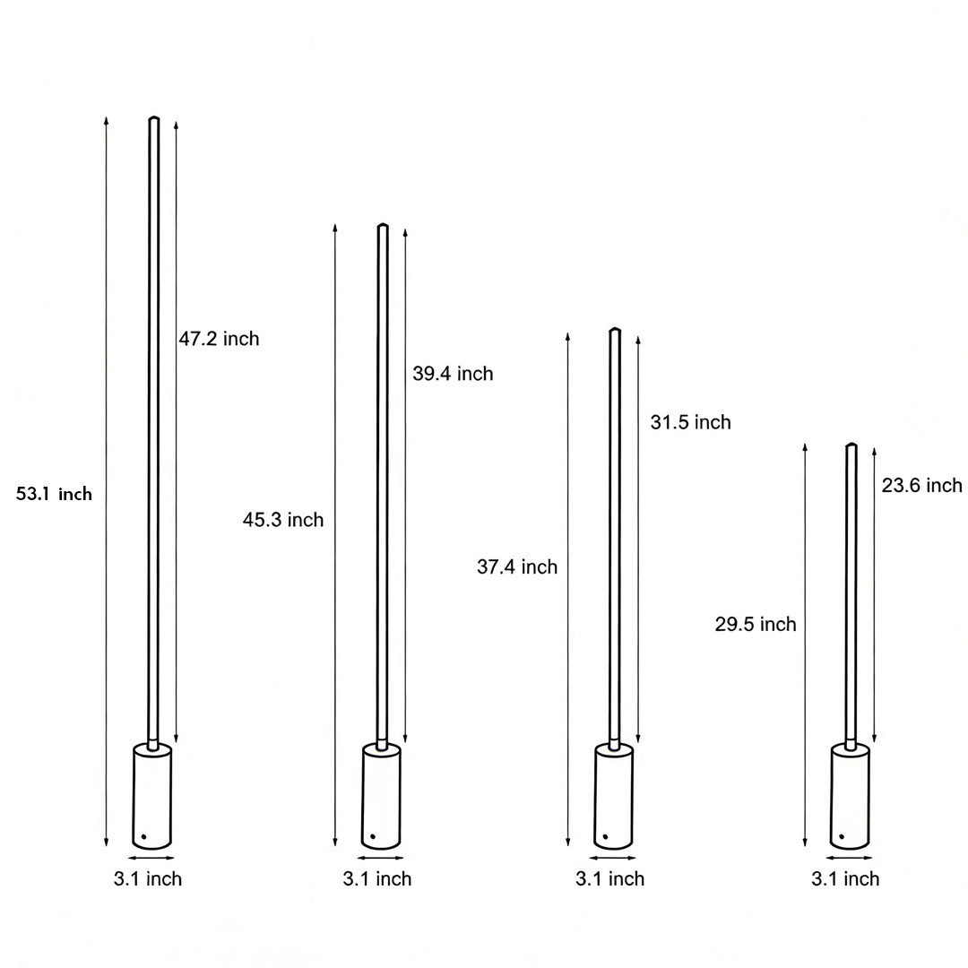 Contemporary Linear LED Outdoor Floor Lamp IP65 Stainless Steel 4 Heights 3000K