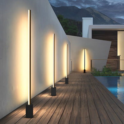 Contemporary Linear LED Outdoor Floor Lamp IP65 Stainless Steel 4 Heights 3000K