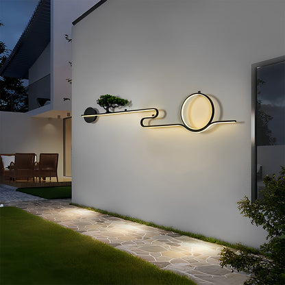 Retro Tree Landscape Art LED Outdoor Wall Sconce Aluminum PVC Black IP65 3000K 3 Sizes Balcony Garden Gate