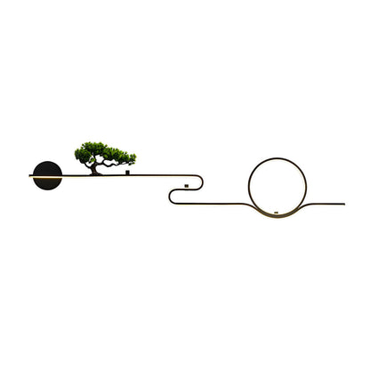 Retro Tree Landscape Art LED Outdoor Wall Sconce Aluminum PVC Black IP65 3000K 3 Sizes Balcony Garden Gate