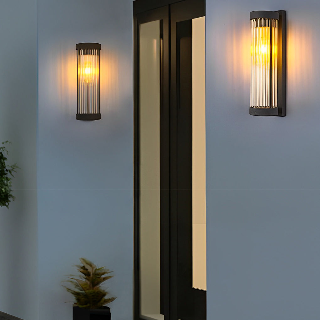 Modern Black Outdoor Wall Sconce Solar or Hardwired Stainless Steel Glass LED 3000K