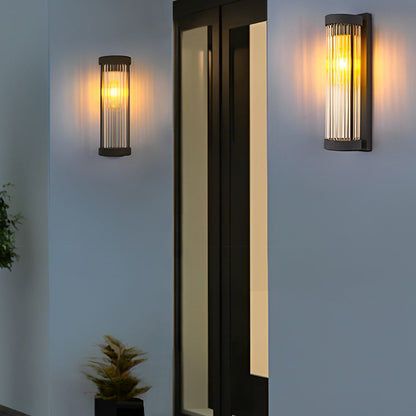 Modern Black Outdoor Wall Sconce Solar or Hardwired Stainless Steel Glass LED 3000K
