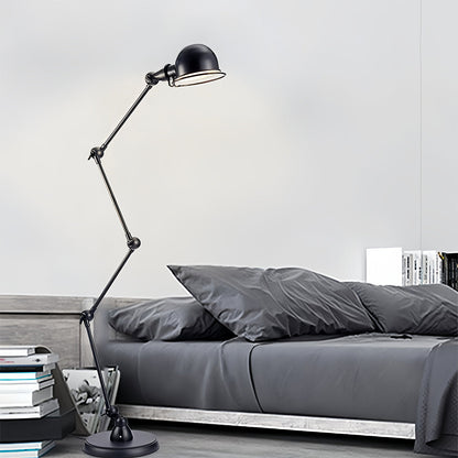 Industrial Articulated Floor Reading Lamp 4-Segment Iron Arm E27 LED 3000K Warm White Foot Switch Black White 61''