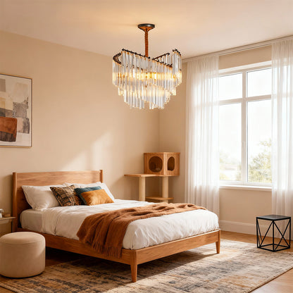Vintage Crystal Chandelier Full Copper Tiered Cascading Crystal E14 Modern Luxury