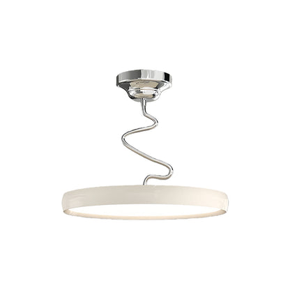 Twisted Rim Full-Spectrum LED Semi-Flush Ceiling Light — White / Green / Chrome