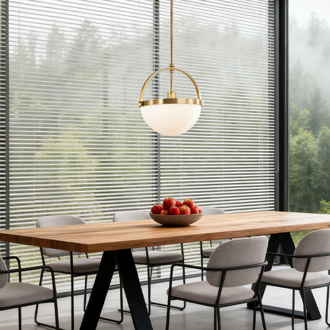 Gold White Pendant Light American Vintage Frosted Glass Globe Gold Copper E26 Dining Room Kitchen Island 13 Inch