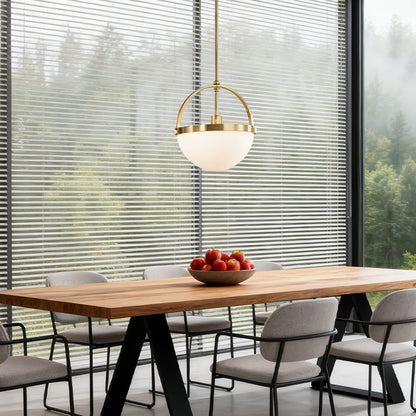 Gold White Pendant Light American Vintage Frosted Glass Globe Gold Copper E26 Dining Room Kitchen Island 13 Inch
