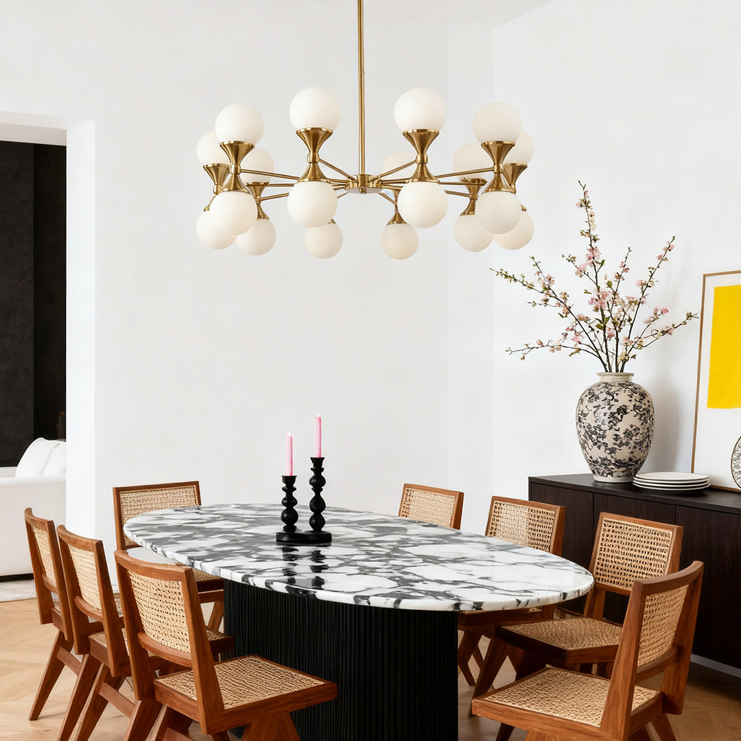 Full Copper Bubble Glass Chandelier with Transparent Glass Globes