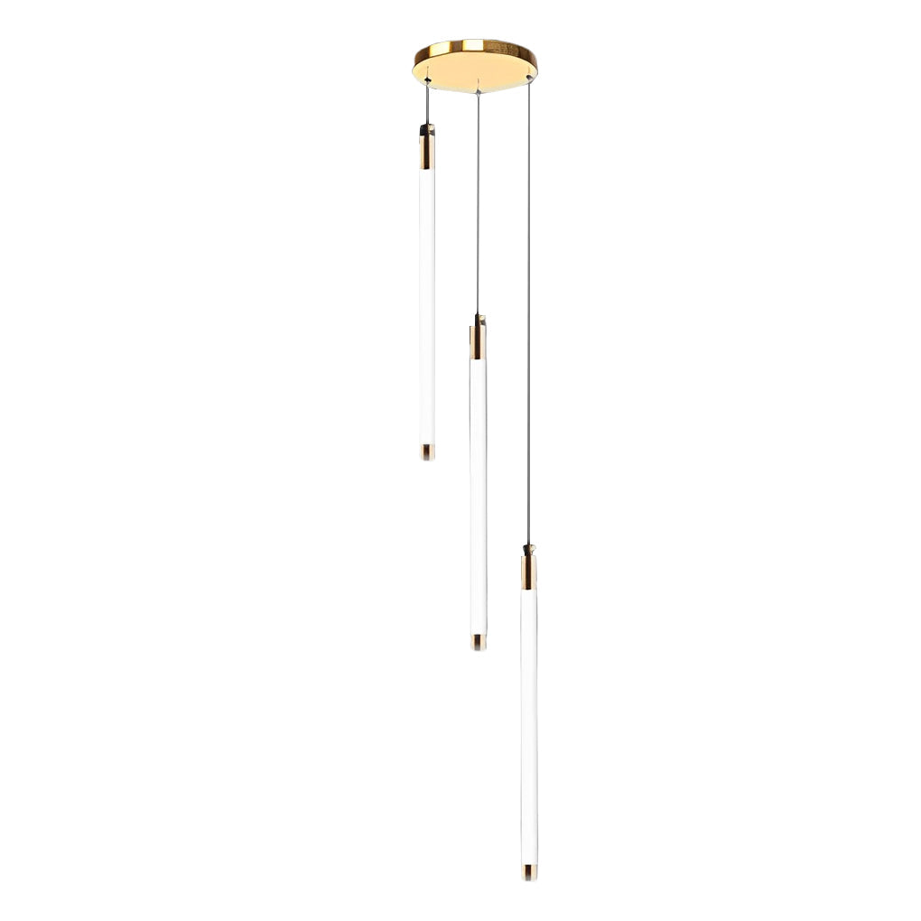 Acrylic Spiral Tube Staircase Chandelier Gold Black LED 3000K/6000K Adjustable Silhouette 7 Configurations