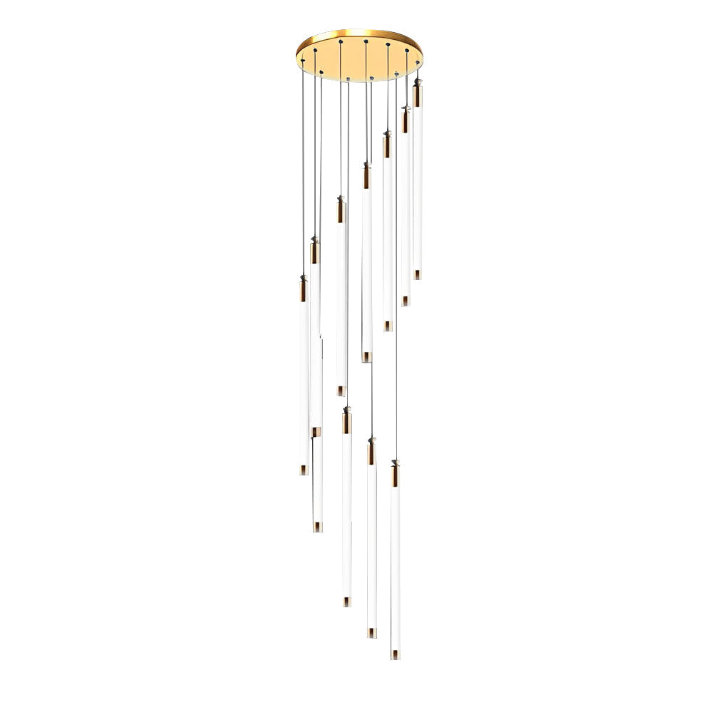 Acrylic Spiral Tube Staircase Chandelier Gold Black LED 3000K/6000K Adjustable Silhouette 7 Configurations