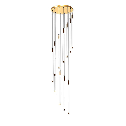Acrylic Spiral Tube Staircase Chandelier Gold Black LED 3000K/6000K Adjustable Silhouette 7 Configurations