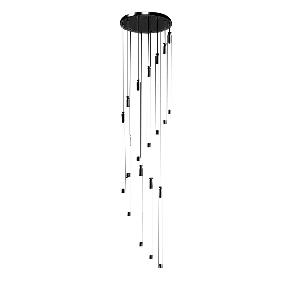 Acrylic Spiral Tube Staircase Chandelier Gold Black LED 3000K/6000K Adjustable Silhouette 7 Configurations