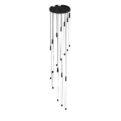 Acrylic Spiral Tube Staircase Chandelier Gold Black LED 3000K/6000K Adjustable Silhouette 7 Configurations