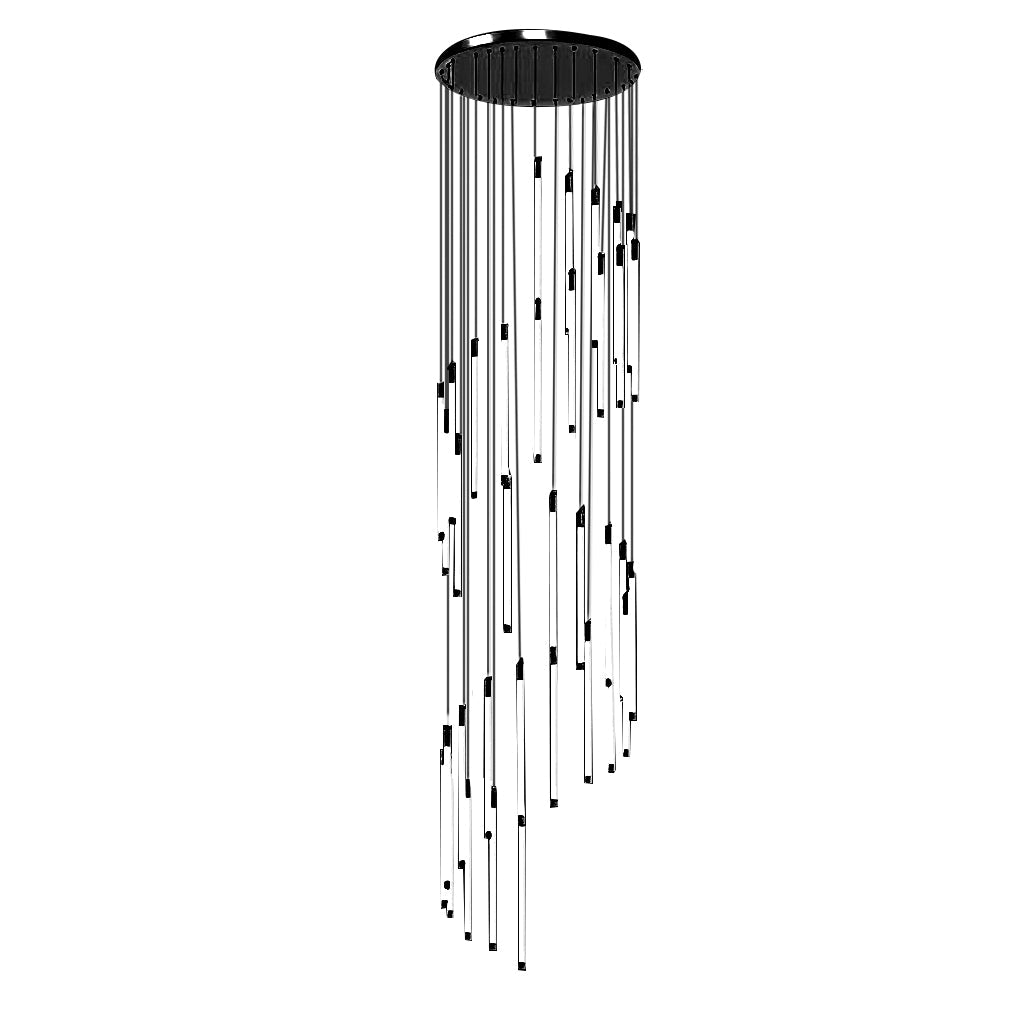 Acrylic Spiral Tube Staircase Chandelier Gold Black LED 3000K/6000K Adjustable Silhouette 7 Configurations