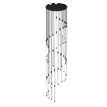 Acrylic Spiral Tube Staircase Chandelier Gold Black LED 3000K/6000K Adjustable Silhouette 7 Configurations