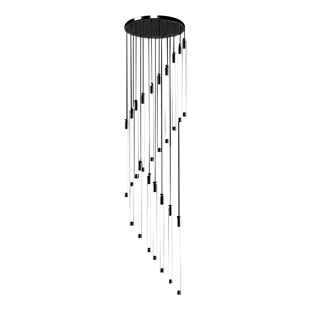 Acrylic Spiral Tube Staircase Chandelier Gold Black LED 3000K/6000K Adjustable Silhouette 7 Configurations